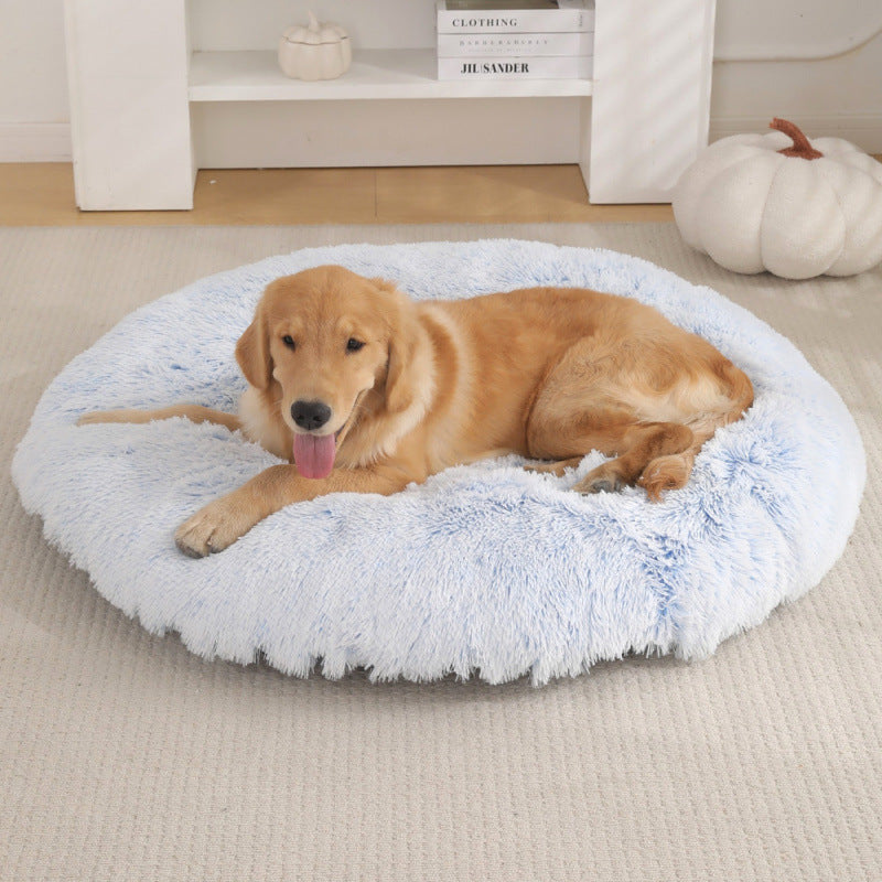 Plush Donut Pet Bed – Round Warm Sleeping Mat