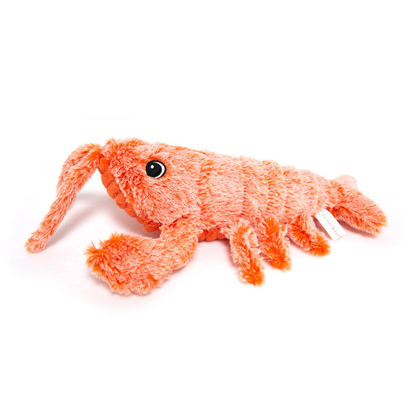 Electric Jumping Shrimp Plush Toy for Cats - USB Rechargeable Simulation Lobster Pet Plaything