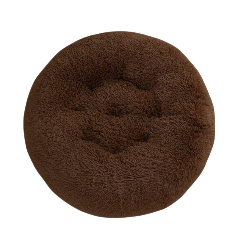 Plush Donut Pet Bed – Round Warm Sleeping Mat