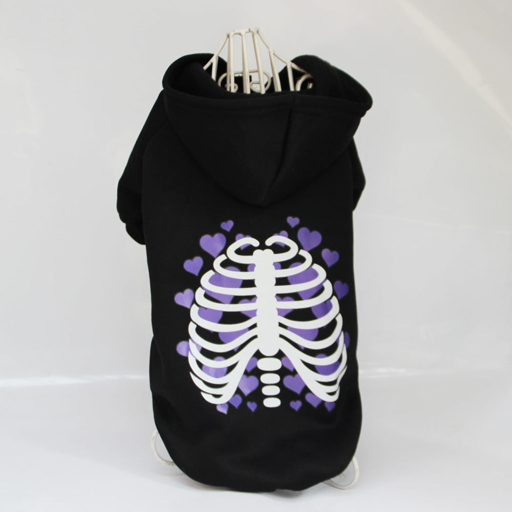 Skeleton Hoodie for Dogs – Black Fleece Halloween Pullover