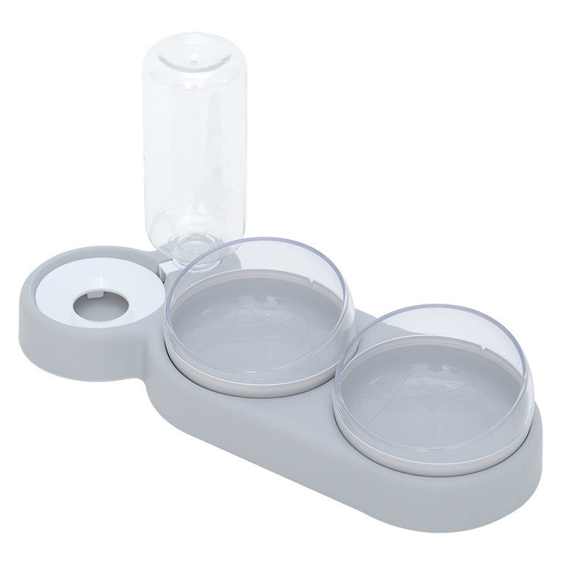 Raised Double Pet Bowl with Water Fountain