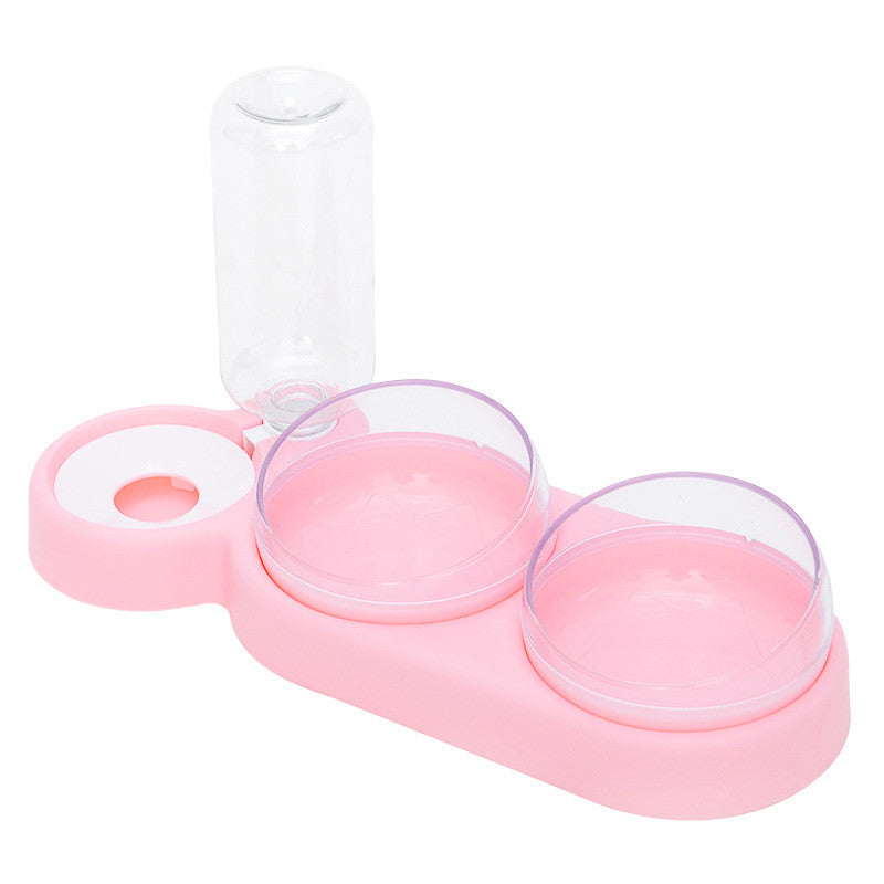 Raised Double Pet Bowl with Water Fountain