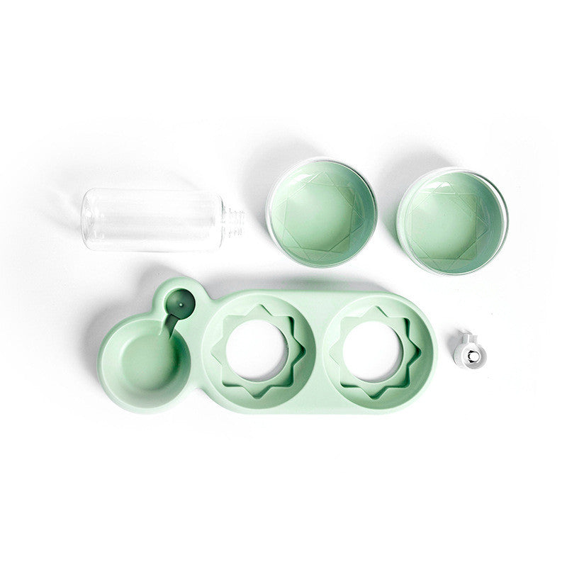 Raised Double Pet Bowl with Water Fountain