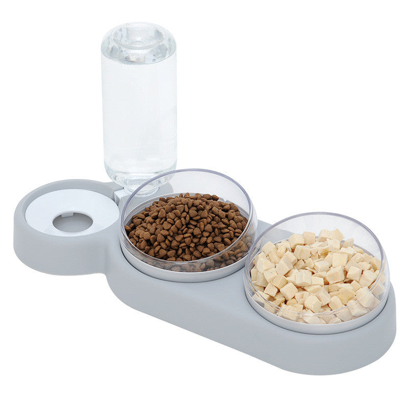 Raised Double Pet Bowl with Water Fountain