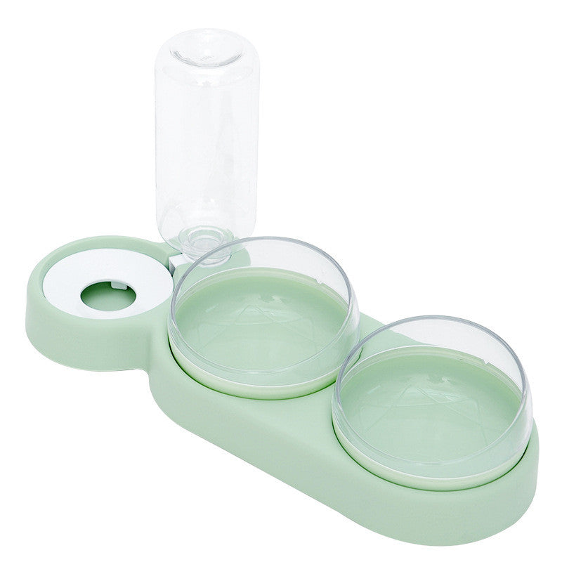 Raised Double Pet Bowl with Water Fountain