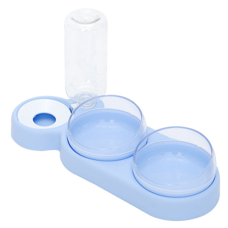 Raised Double Pet Bowl with Water Fountain