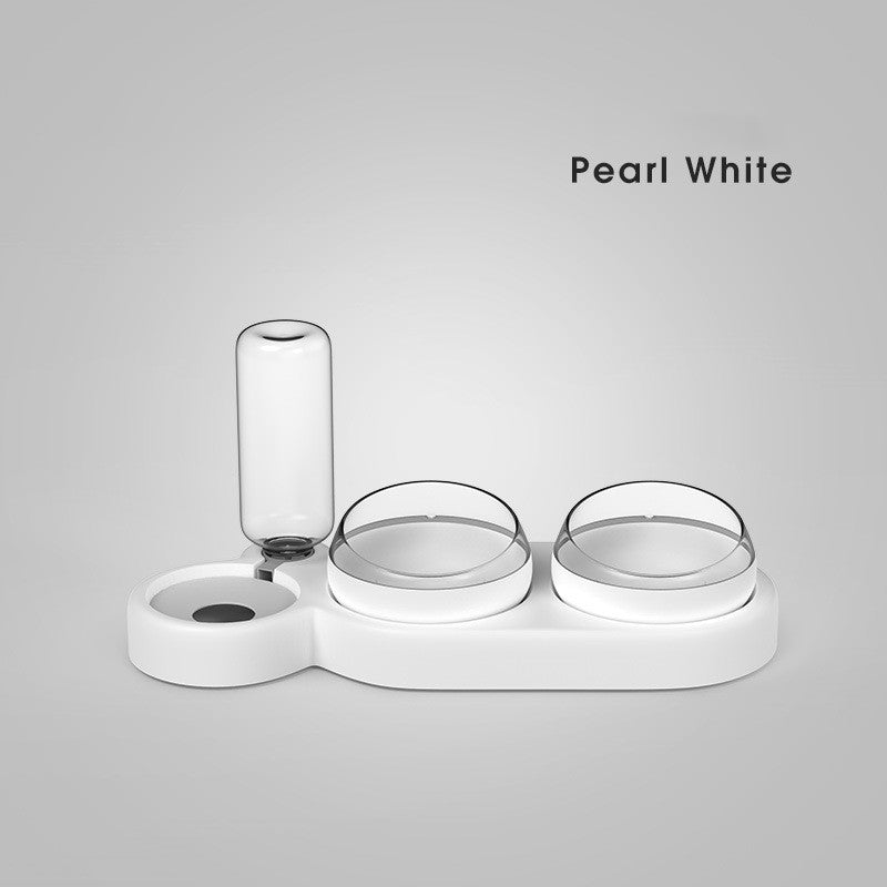 Raised Double Pet Bowl with Water Fountain