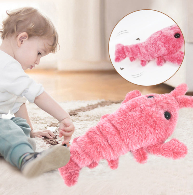 Electric Jumping Shrimp Plush Toy for Cats - USB Rechargeable Simulation Lobster Pet Plaything