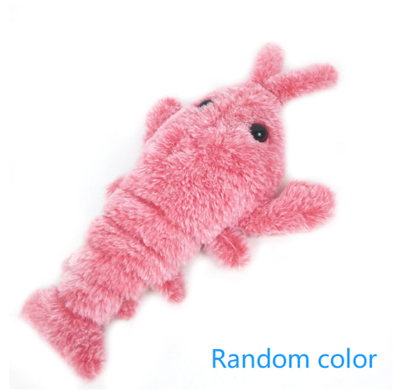 Electric Jumping Shrimp Plush Toy for Cats - USB Rechargeable Simulation Lobster Pet Plaything