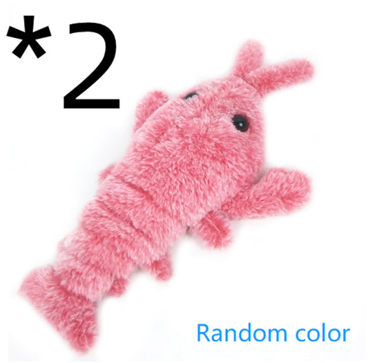 Electric Jumping Shrimp Plush Toy for Cats - USB Rechargeable Simulation Lobster Pet Plaything