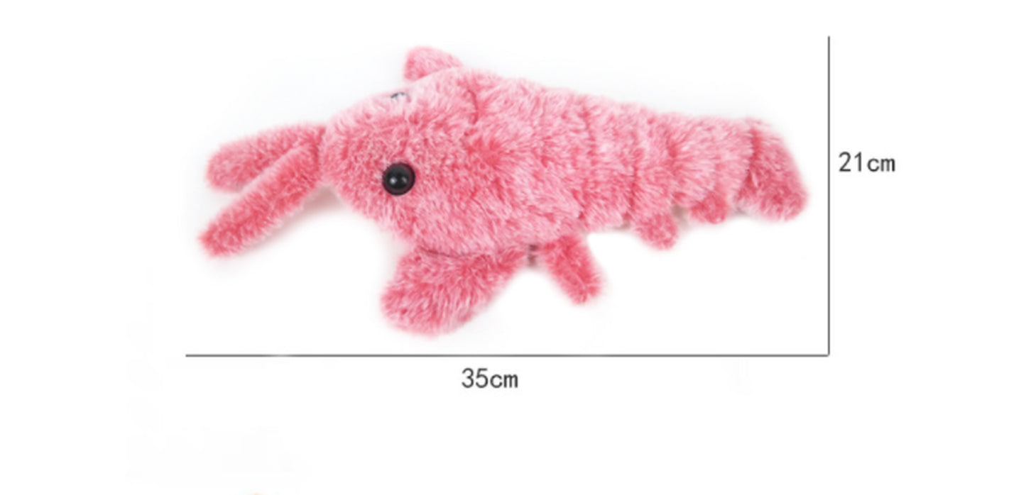 Electric Jumping Shrimp Plush Toy for Cats - USB Rechargeable Simulation Lobster Pet Plaything