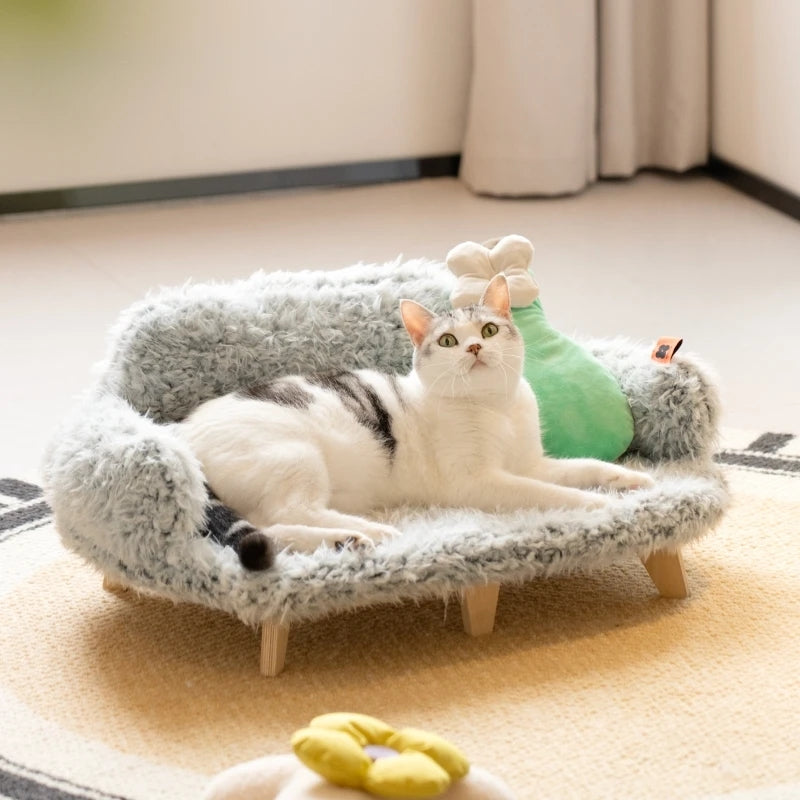 Wooden Pet Bed – Luxury Raised Kennel for Dogs & Cats