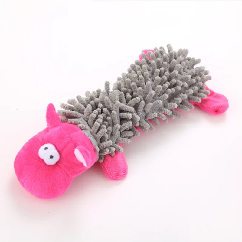 Durable Pet Dog Plush Toy for Small Breeds - Animal Shape Squeaky Chew Cleaning Toy