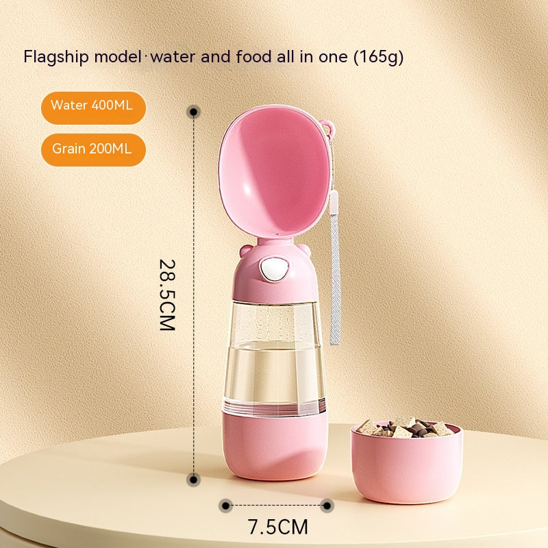 Portable Dog Water Bottle and Food Container - Outdoor Travel Feeder Bowl and Water Dispenser for Pets
