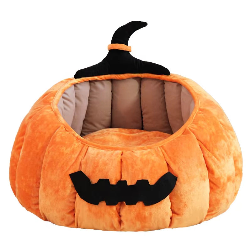 Pumpkin Cat Bed – Cozy Halloween Cave for Cats & Small Dogs