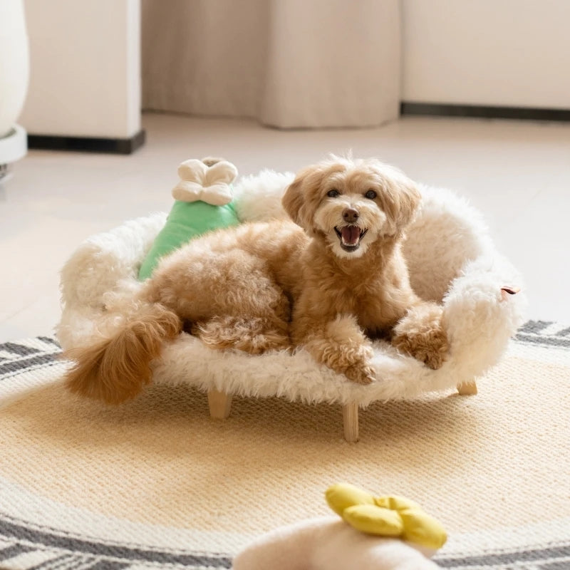 Wooden Pet Bed – Luxury Raised Kennel for Dogs & Cats
