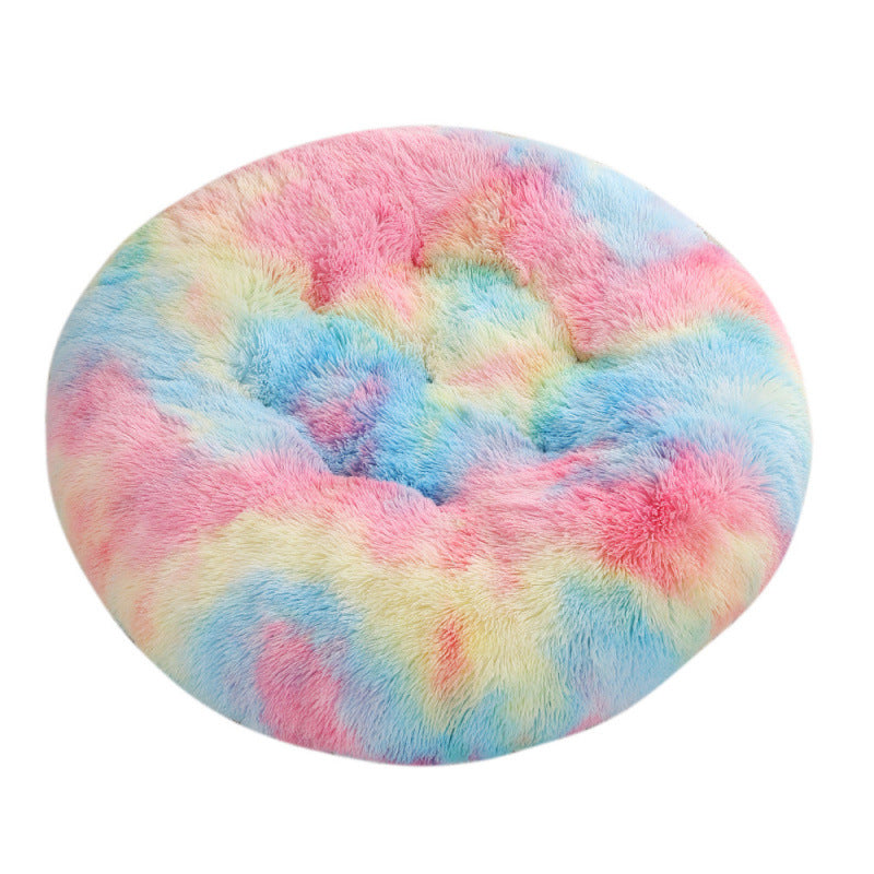 Plush Donut Pet Bed – Round Warm Sleeping Mat