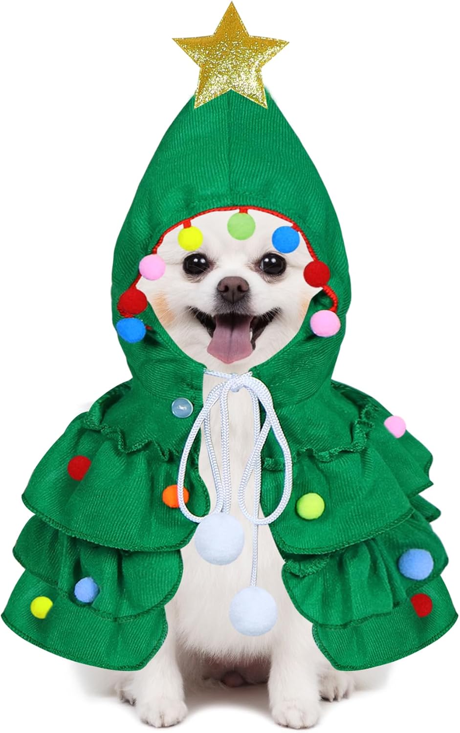 Christmas Tree Costume for Cats & Small Dogs – Pom-Pom Cape