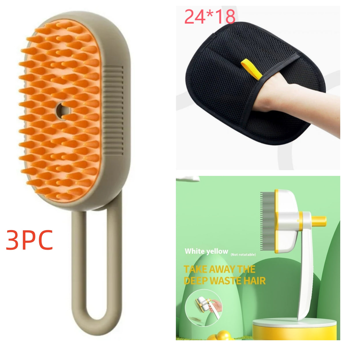 Steamy Cat & Dog Brush 3-in-1 – Electric Spray Comb