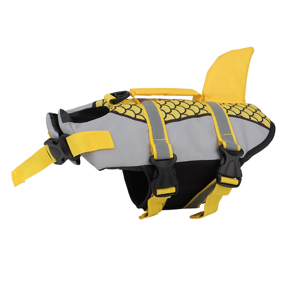 Dog Life Jacket Vest for Swimming - Shark Design Pet Swimwear and Harness for Summer Safety