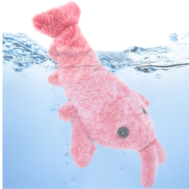 Electric Jumping Shrimp Plush Toy for Cats - USB Rechargeable Simulation Lobster Pet Plaything