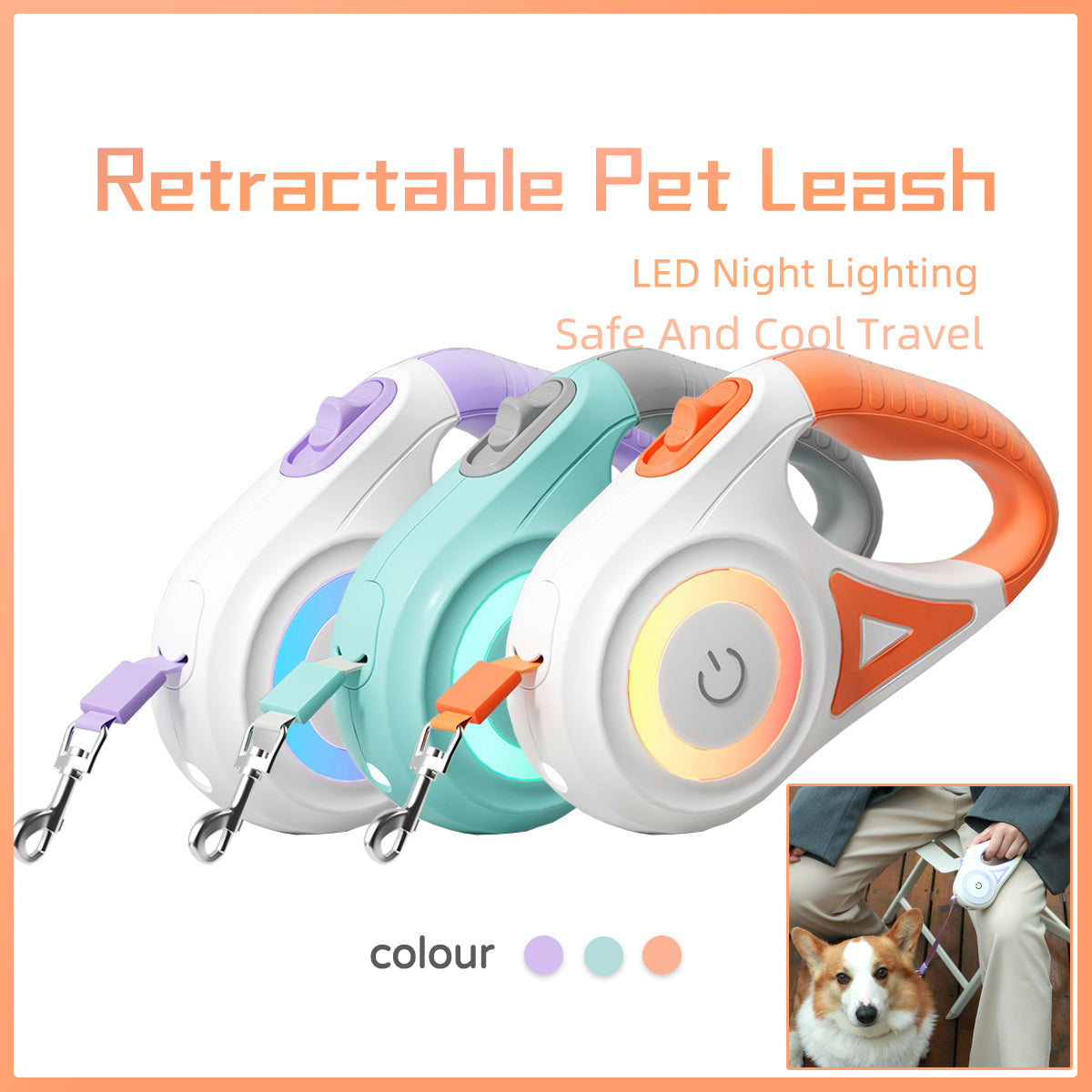 Retractable Dog Leash with Spotlight