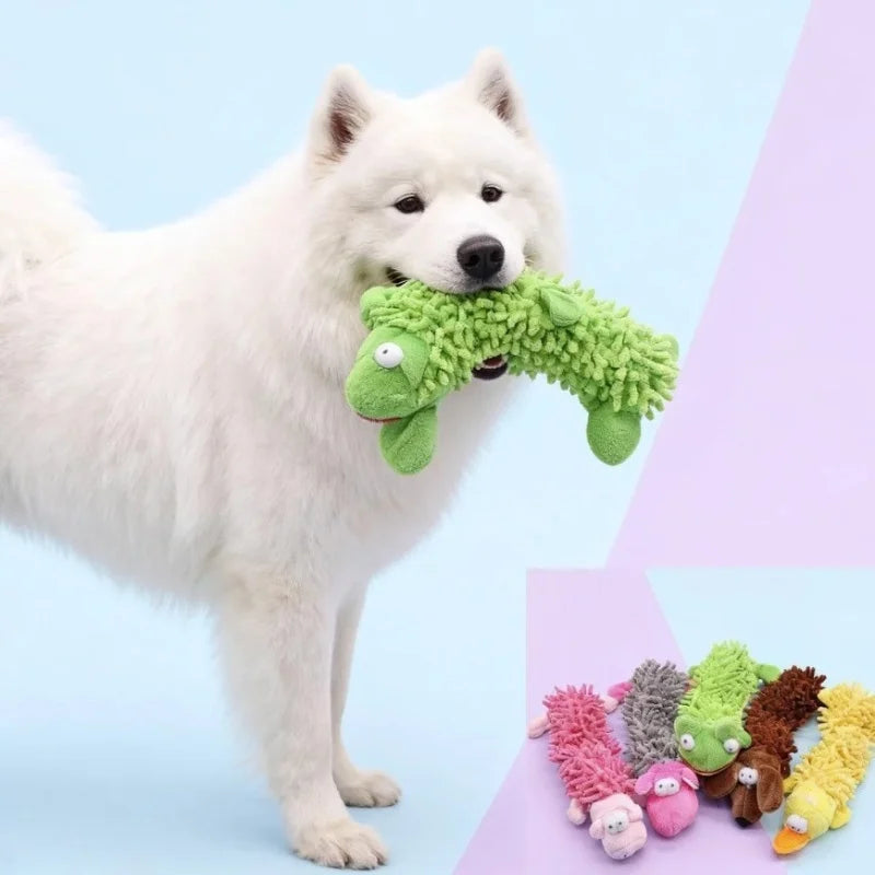 Durable Pet Dog Plush Toy for Small Breeds - Animal Shape Squeaky Chew Cleaning Toy