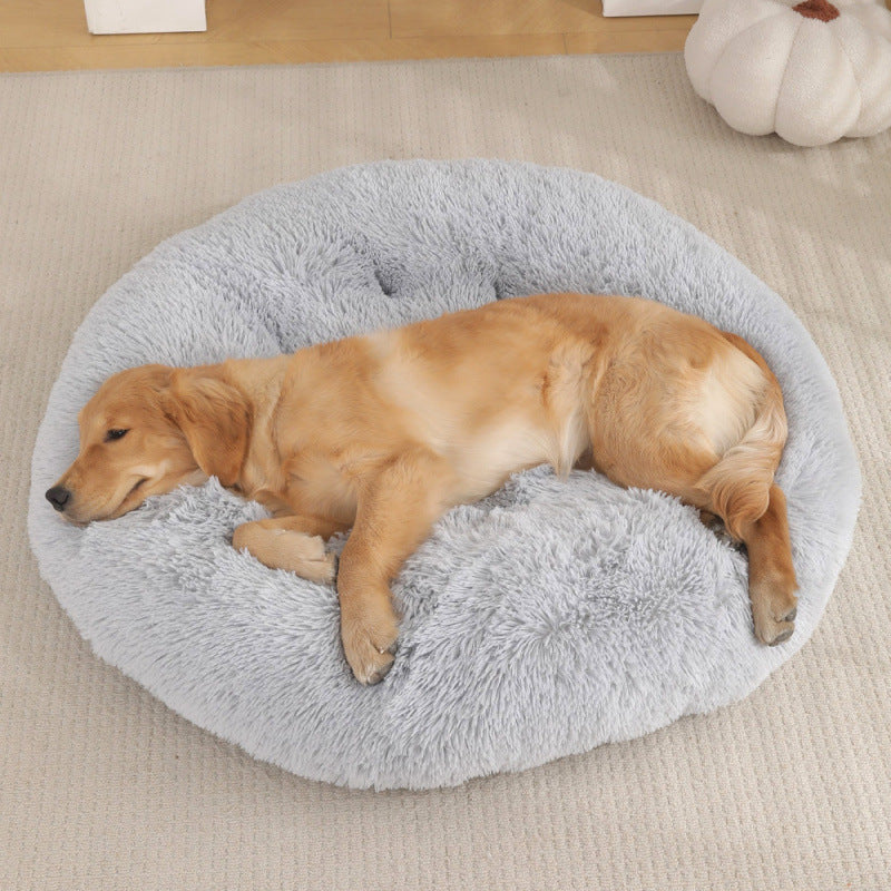 Plush Donut Pet Bed – Round Warm Sleeping Mat