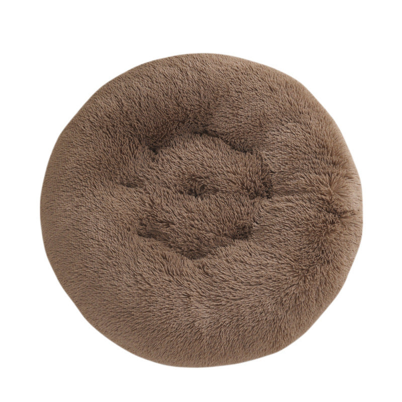 Plush Donut Pet Bed – Round Warm Sleeping Mat