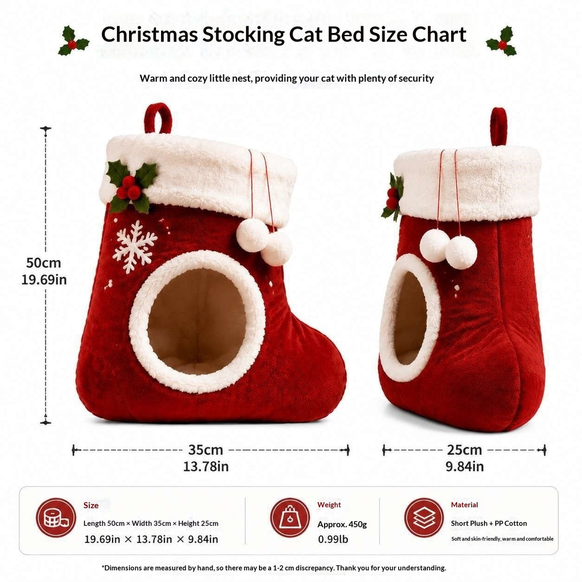 Christmas Stocking Cat Cave Bed – Cozy Plush Hideaway