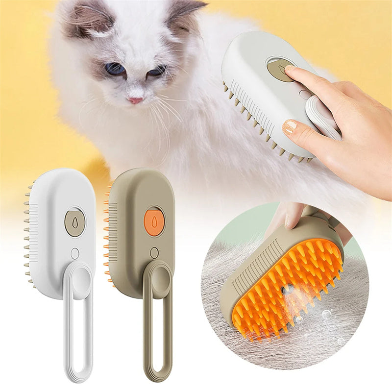 Steamy Cat & Dog Brush 3-in-1 – Electric Spray Comb