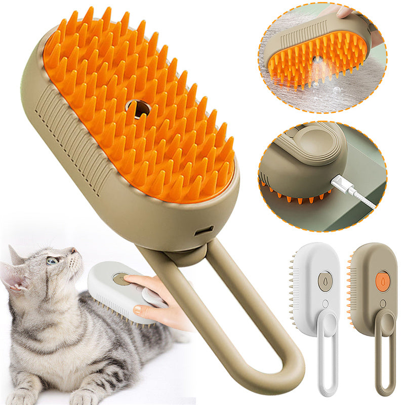 Steamy Cat & Dog Brush 3-in-1 – Electric Spray Comb