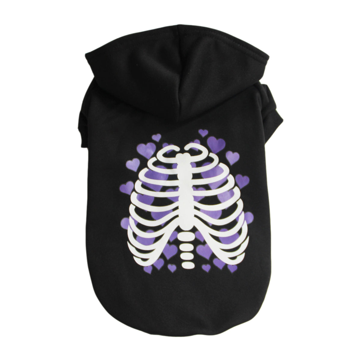Skeleton Hoodie for Dogs – Black Fleece Halloween Pullover