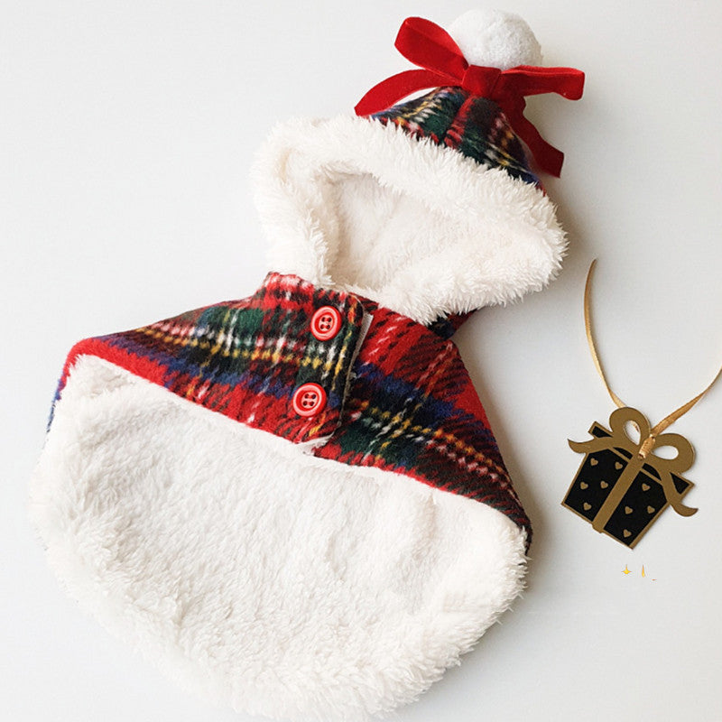 Plaid Santa Cape for Small Dogs & Cats – Hooded Fleece
