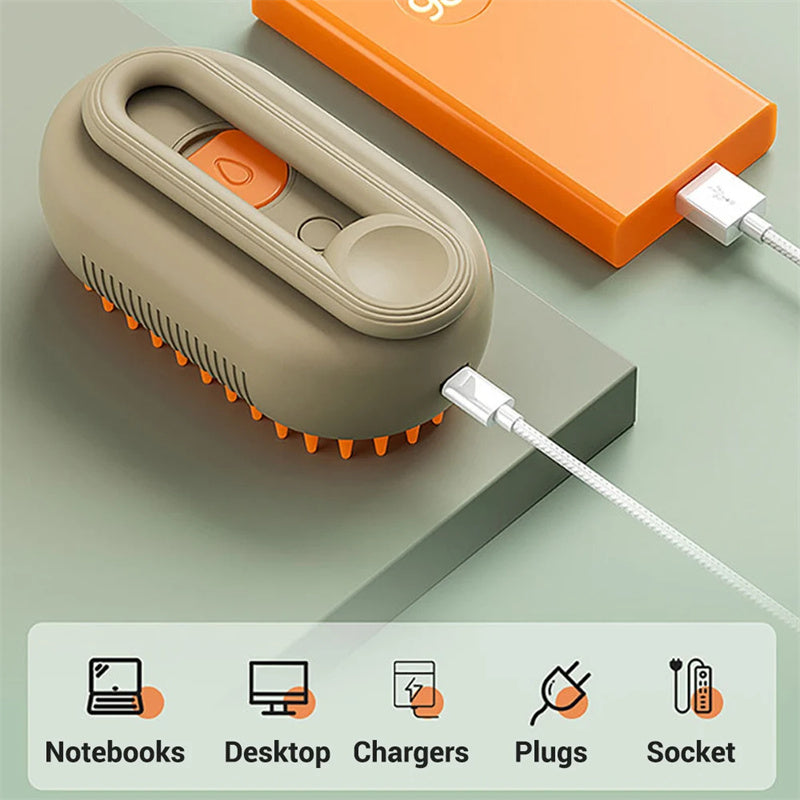 Steamy Cat & Dog Brush 3-in-1 – Electric Spray Comb