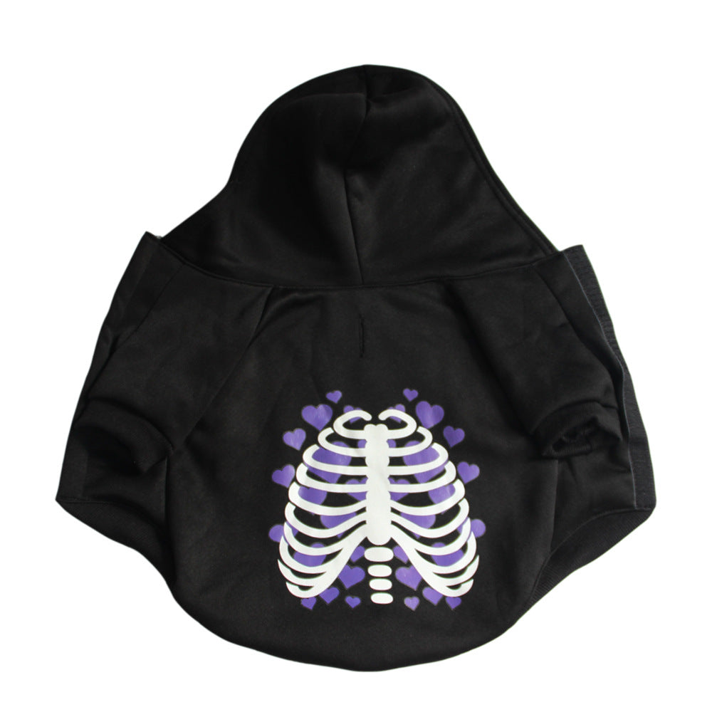 Skeleton Hoodie for Dogs – Black Fleece Halloween Pullover