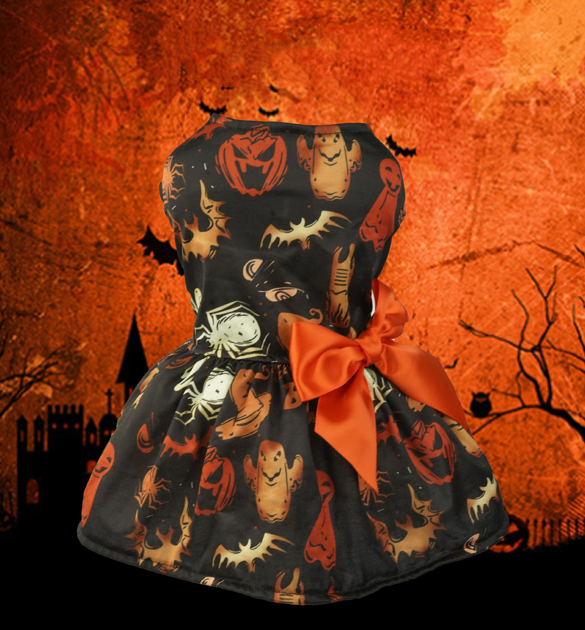 Pumpkin Print Halloween Dress for Small Dogs