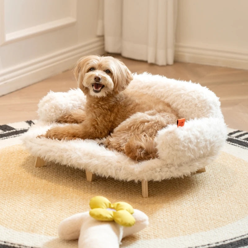 Wooden Pet Bed – Luxury Raised Kennel for Dogs & Cats