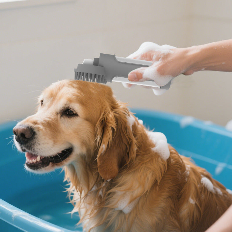 2-in-1 Pet Bath Brush with Soap Dispenser