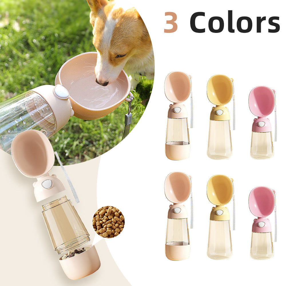Portable Dog Water Bottle and Food Container - Outdoor Travel Feeder Bowl and Water Dispenser for Pets