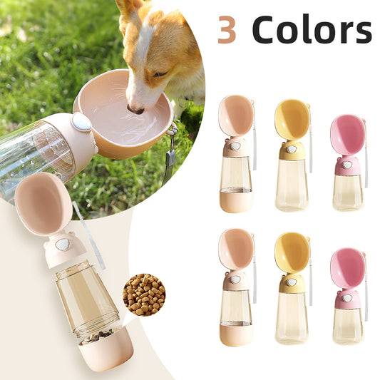 Portable Dog Water Bottle and Food Container - Outdoor Travel Feeder Bowl and Water Dispenser for Pets