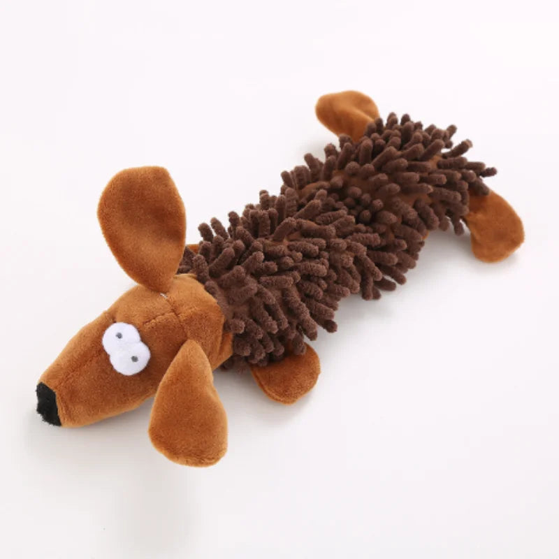 Durable Pet Dog Plush Toy for Small Breeds - Animal Shape Squeaky Chew Cleaning Toy