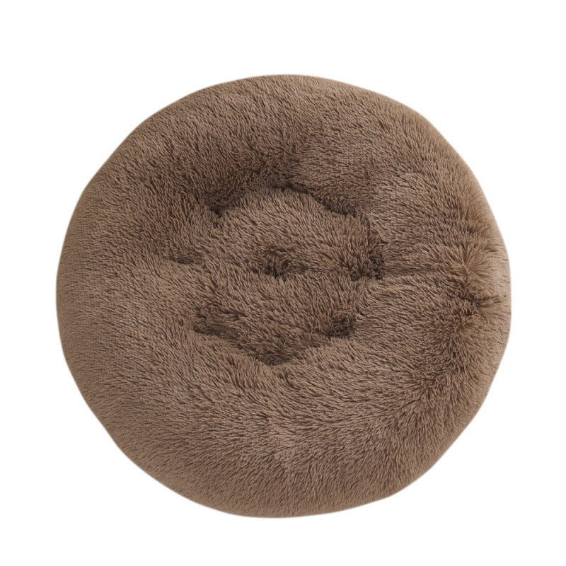 Plush Donut Pet Bed – Round Warm Sleeping Mat