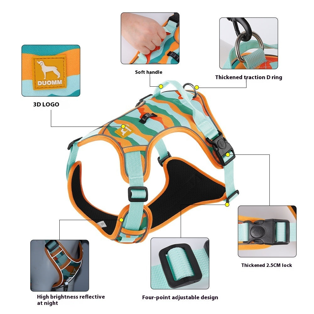 Reflective Dog Harness Leash with Handle