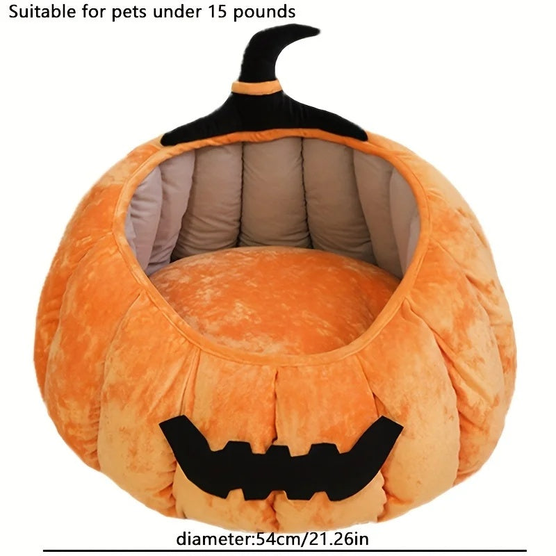Pumpkin Cat Bed – Cozy Halloween Cave for Cats & Small Dogs