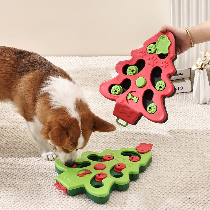 Christmas Tree Puzzle Feeder for Dogs – Slow Feeder Treat Game