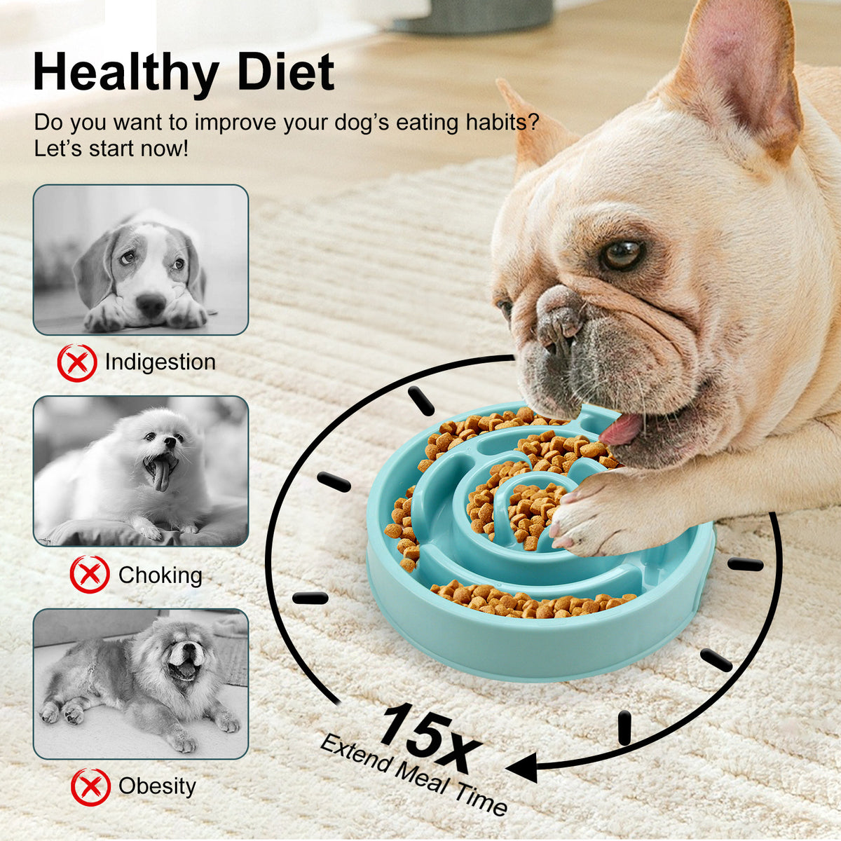 Slow Feeder Puzzle Dog Bowl – Silicone Anti-Choke