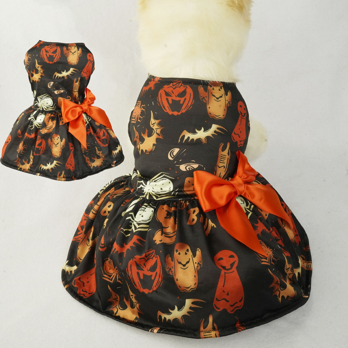 Pumpkin Print Halloween Dress for Small Dogs