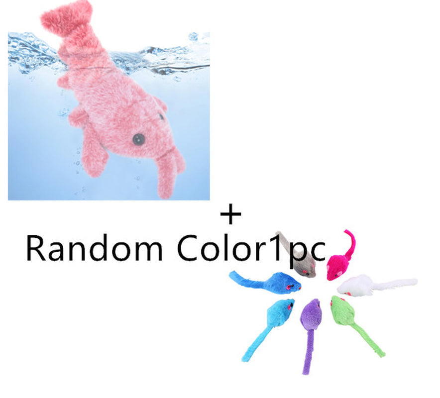 Electric Jumping Shrimp Plush Toy for Cats - USB Rechargeable Simulation Lobster Pet Plaything