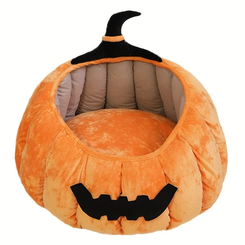 Pumpkin Cat Bed – Cozy Halloween Cave for Cats & Small Dogs